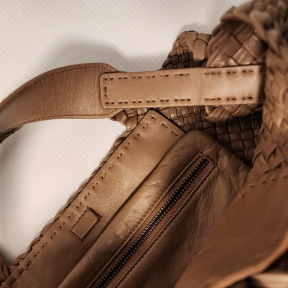 FALOR ITALY Hand Woven Genuine Leather Large Soft Tote Satchel Handbag F2217 - Picture 14 of 16